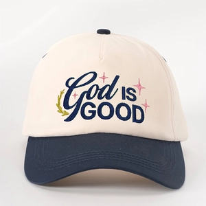 Casquette de baseball vintage avec broderie God IS GOOD et visière contrastée