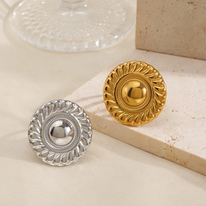 Vintage geometric chunky stainless steel open rings in gold and silver finish