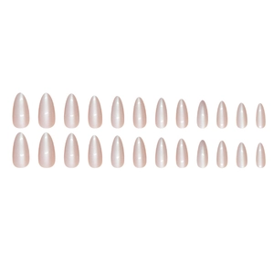 Lot de 24 faux ongles en amande avec scintillement rose perle et tailles variées