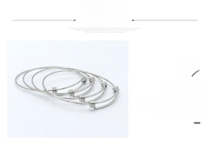 Detail view of 4-piece adjustable silver wire bracelets made of 304 stainless steel