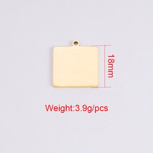 18mm golden square titanium steel geometric pendant for jewelry DIY 3.9g per piece