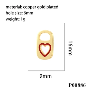Macro view of 18K gold plated heart pendant with 16mm x 9mm dimension details