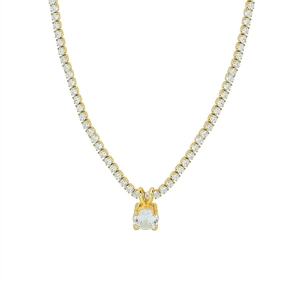Chic 18k gold plated titanium steel necklace with sparkling round zircon tennis chain