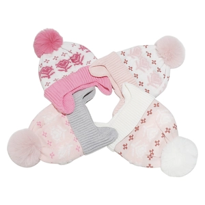 Winter floral knit hats for girls featuring soft fleece lining and warm earflaps