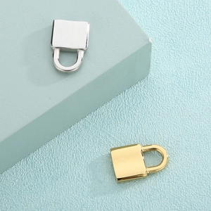 Minimalist square lock pendants in gold and silver finish for DIY necklace jewelry