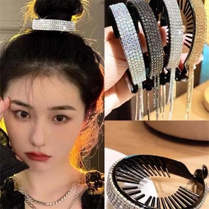 Rhinestone Tassel Hair Claw Clip Sparkly Bun Hair Creator Elegant Ponytail Holder Fashion Hair Accessories For Women