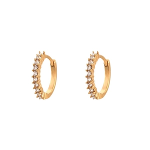 18K gold plated stainless steel hoop earrings featuring white cubic zirconia accents