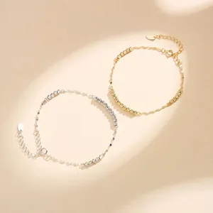 Minimalist S925 sterling silver faceted bead chain bracelets in gold and silver finishes