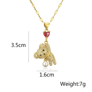Detailed view of bear pendant showing 3.5cm height and 1.6cm width specifications