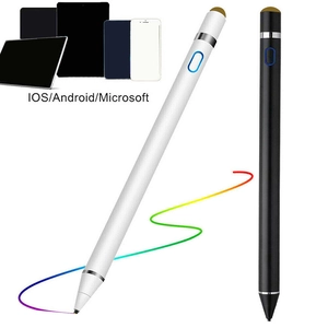 Universal active capacitive stylus pens in black and white for iOS, Android, and Windows