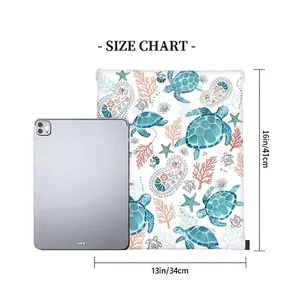 Size chart for turtle print oxford drawstring bag showing 13x16 inch dimensions