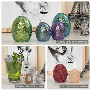 Multipurpose egg-shaped rose mold for resin, ice, and candles in various vivid colors