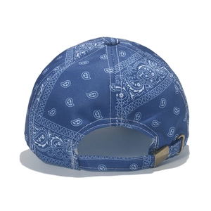 Hip hop paisley pattern baseball cap in navy blue with adjustable metal back buckle
