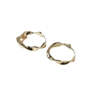 Minimalist S925 sterling silver Mobius twist hoop earrings in gold finish for women