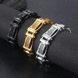 Bracelets en maille tricolore noir, or et argent en acier inoxydable pour hommes