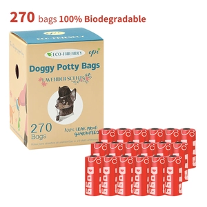 Eco-friendly lavender scented biodegradable dog poop bags 270 count bulk pack with rolls
