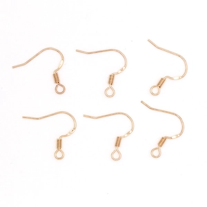 Detailed view of six gold-plated S925 sterling silver U-shaped earring hooks for DIY jewelry