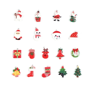 20-piece Christmas resin charms set including Santa, tree, and reindeer for DIY jewelry