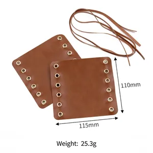Brown vintage leather handlebar covers for bikes with gold eyelets and lace-up ties