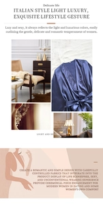 Detailed view of navy blue satin silk robe texture and sparkling crystal long drop earrings