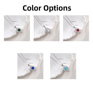 Detailed specs showing dimensions and 5 colors of teardrop cubic zirconia pendant necklace