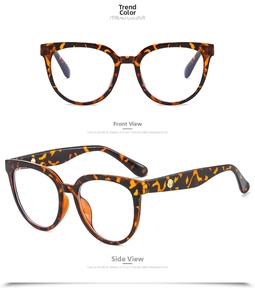 Front and side view of cat-eye tortoiseshell eyewear frame with metal rivets