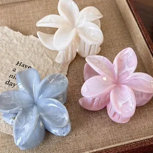 Flower Hair Claw Clip Acrylic Marble Pattern Sweet Elegant Shark Clip For Women Girls
