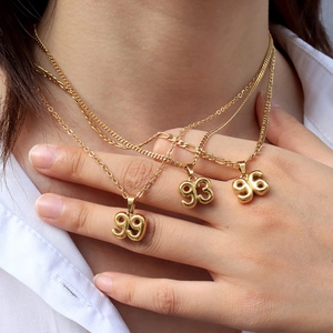 Vintage 90s Bubble Number Pendant Necklace 18K Gold Plated Copper Jewelry For Women And Men Daily Wear Gift