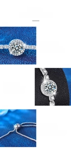 Macro detail of 925 sterling silver moissanite bracelet with four-prong setting