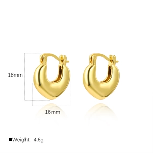 Minimalist 18mm golden hollow heart hoop earrings with polished finish and elegant design