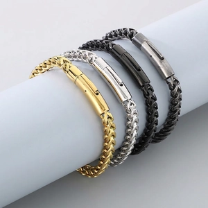 Stainless Steel Franco Chain Bracelet For Men Minimalist Woven Link Jewelry Trendy Fashion Accessory