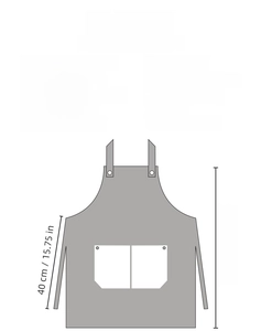 Detailed size chart for the waterproof polyester kitchen apron with size measurements