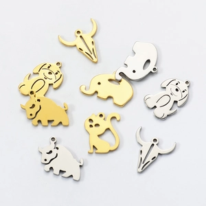 Stainless Steel Animal Charms Elephant Cat Dog Bull Head Pendants For DIY Jewelry Making Crafts Accessories