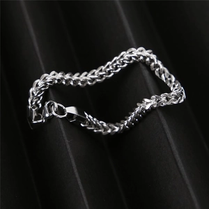 Poliertes silbernes Edelstahl-Gliederkettenarmband für Damen und Herren mit Karabiner