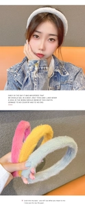 Detail showing plush texture and multiple candy colors of these soft winter headbands