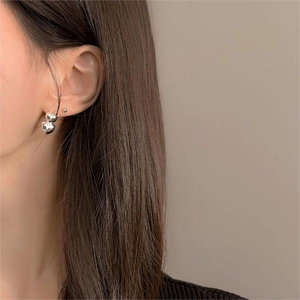 Minimalist S925 sterling silver double bead stud earrings for a chic and modern look