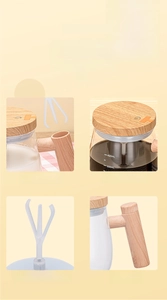 Detail view of the 400ml glass stirring cup featuring precise measurement scales