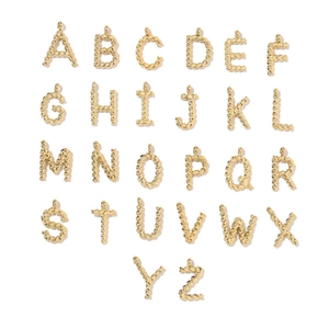 Stainless Steel Alphabet Initial Pendants 18K Gold Plated Twisted Rope Letter Charms For DIY Jewelry Making