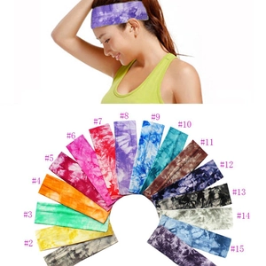 Tie-dye sports headbands for women yoga and fitness featuring multi-color elastic fabric