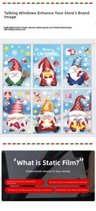 Détail de stickers gnomes de Noël électrostatiques en PVC sans colle pour vitres et fenêtres