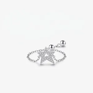 Adjustable Star Ring 925 Sterling Silver Micro Pave Cubic Zirconia Minimalist Fashion Jewelry For Women