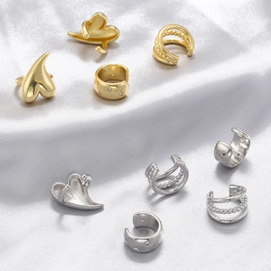 Brass Ear Cuffs Non-Piercing Earrings Heart Star Twist C-Shaped Zirconia Ear Bone Clips Minimalist Jewelry For Women