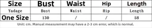 Size chart for women's knit sweater detailing bust and length measurements in centimeters