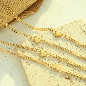 18K gold plated Cuban chain necklace with minimalist 3D heart pendant for women