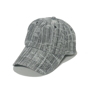 Casquette de baseball classique en tweed gris et noir avec un motif tissé rétro