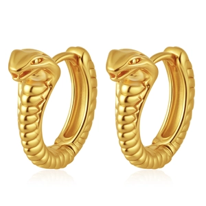 Orecchini a cerchio a forma di C in acciaio inossidabile 18k con trama a pelle di serpente