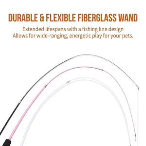 Flexible fiberglass cat wand replacement set in three colors with high durability and fishing line
