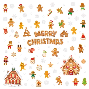Gingerbread house and man PVC static window stickers for Christmas home decor