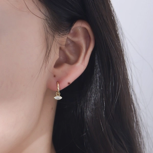 S925 silver gold-plated hoop earrings featuring marquise-cut zircon drops on a model
