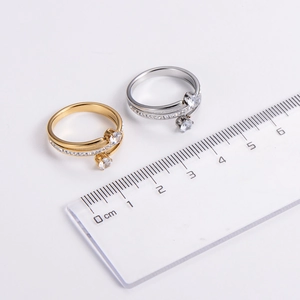 Elegant spiral rings in gold and silver finish with large zircon and crystal inlay